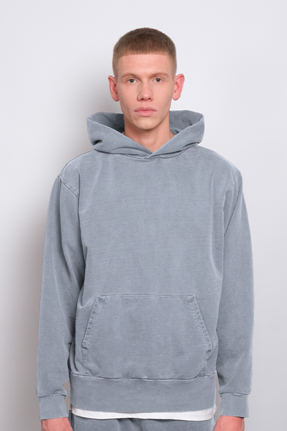 Washed Pullover Hoodie Steel 1252 - SIMPLUSH