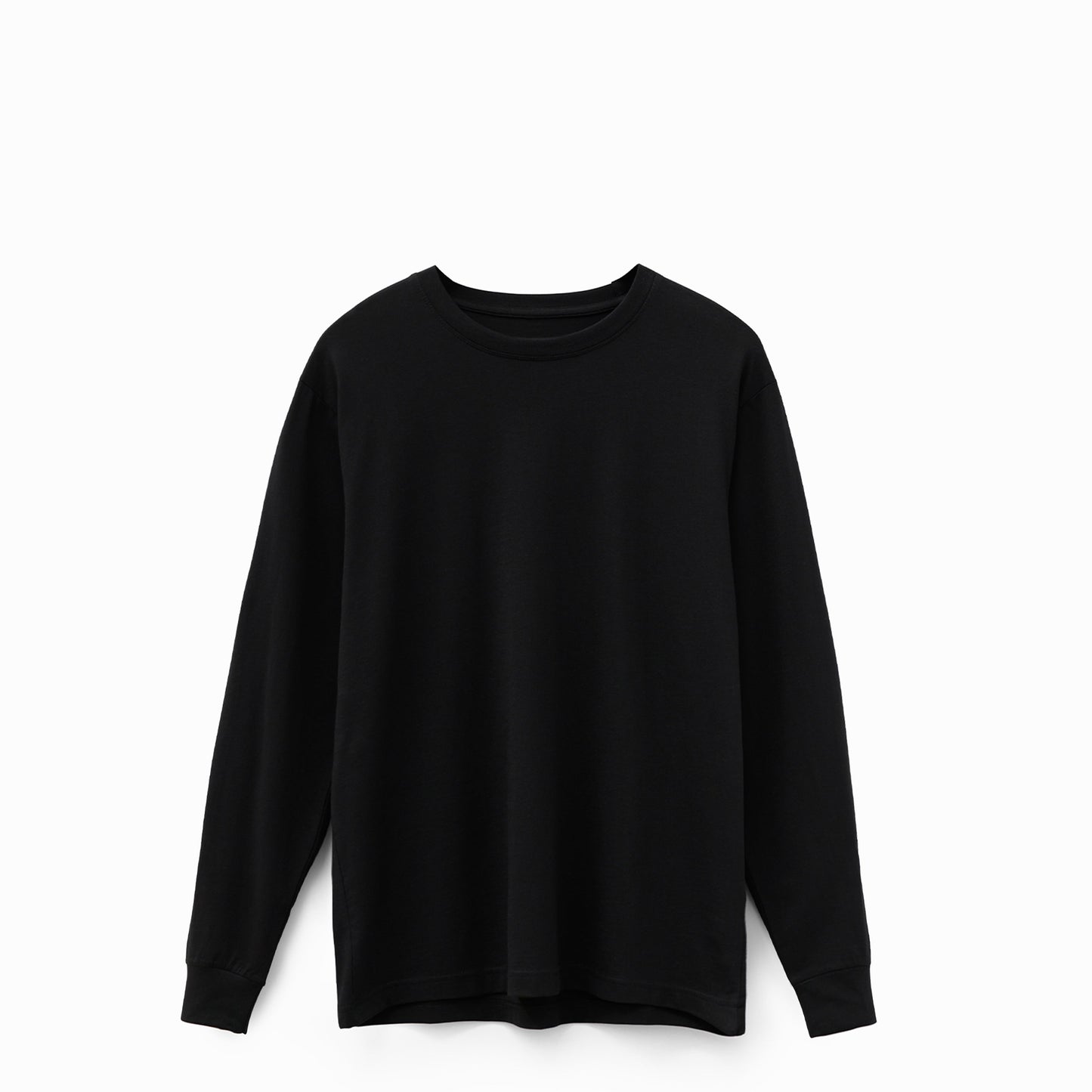 Ribbed Cuff T-shirt Long Sleeve Black 1356 - SIMPLUSH