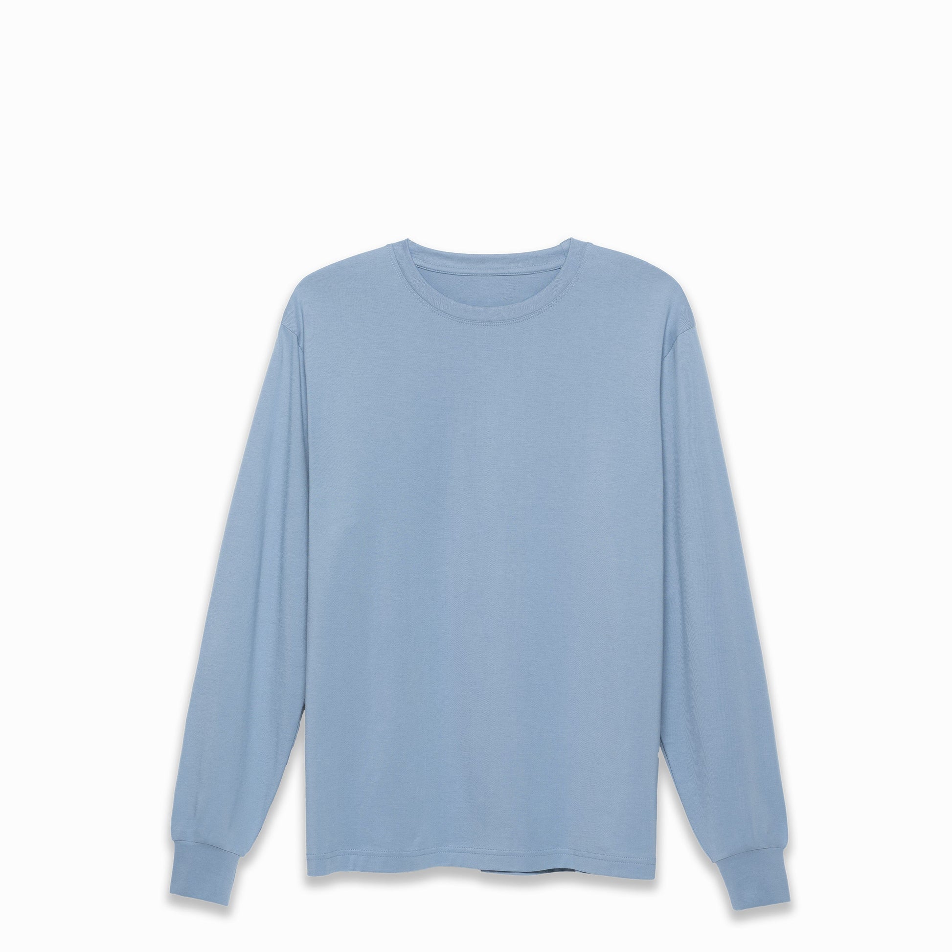 Ribbed Cuff T-shirt Long Sleeve Cloudy Blue 1359 - SIMPLUSH