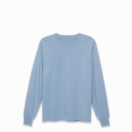 Ribbed Cuff T-shirt Long Sleeve Cloudy Blue 1359 - SIMPLUSH
