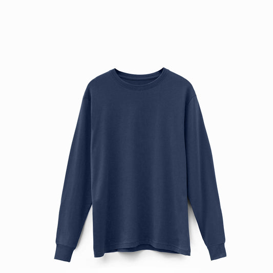 Ribbed Cuff T-shirt Long Sleeve Ocean Navy 1353 - SIMPLUSH
