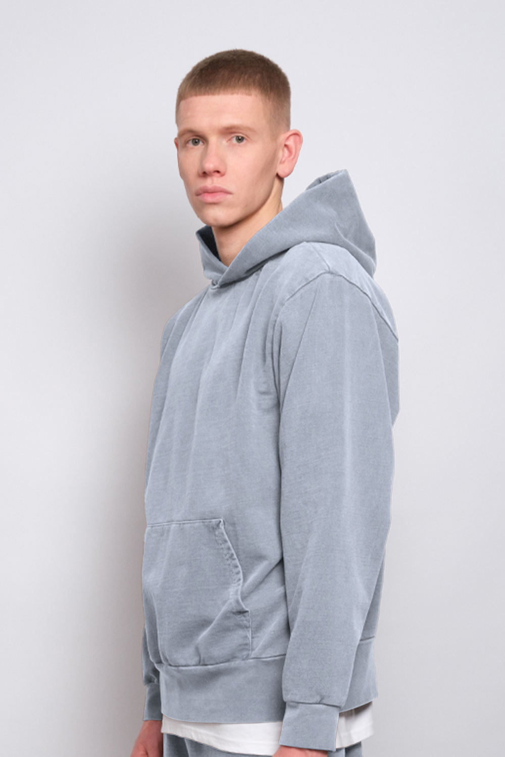 Washed Pullover Hoodie Steel 1252 - SIMPLUSH
