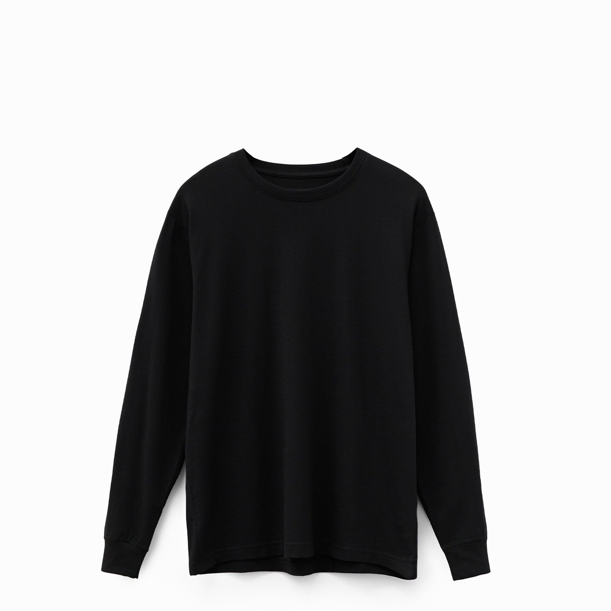 Ribbed Cuff T-shirt Long Sleeve Black 1356 - SIMPLUSH