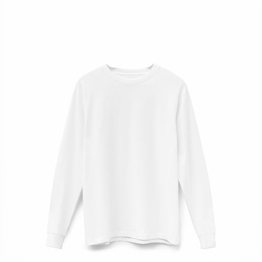 White Ribbed Cuff T-shirt Long Sleeve 1355 - SIMPLUSH
